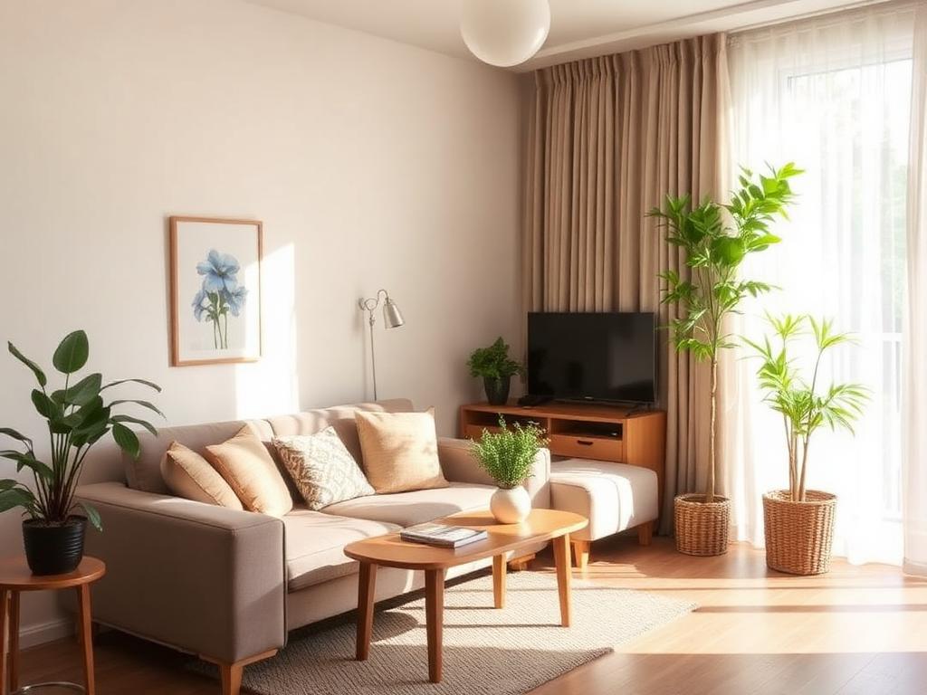 Bright furnished apartment living room